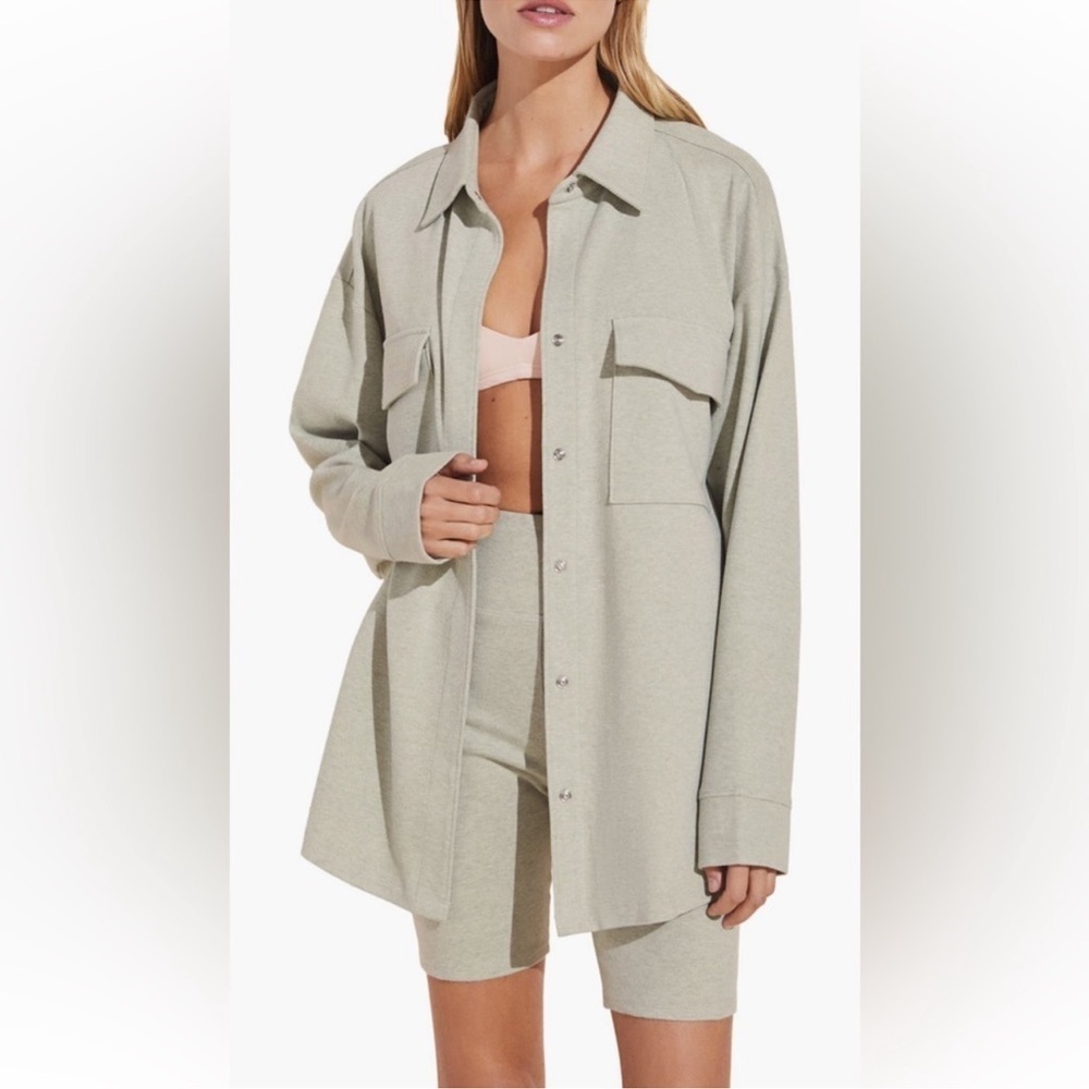 Eberjey Luxe Sweats Stretch Cotton Snap Shacket